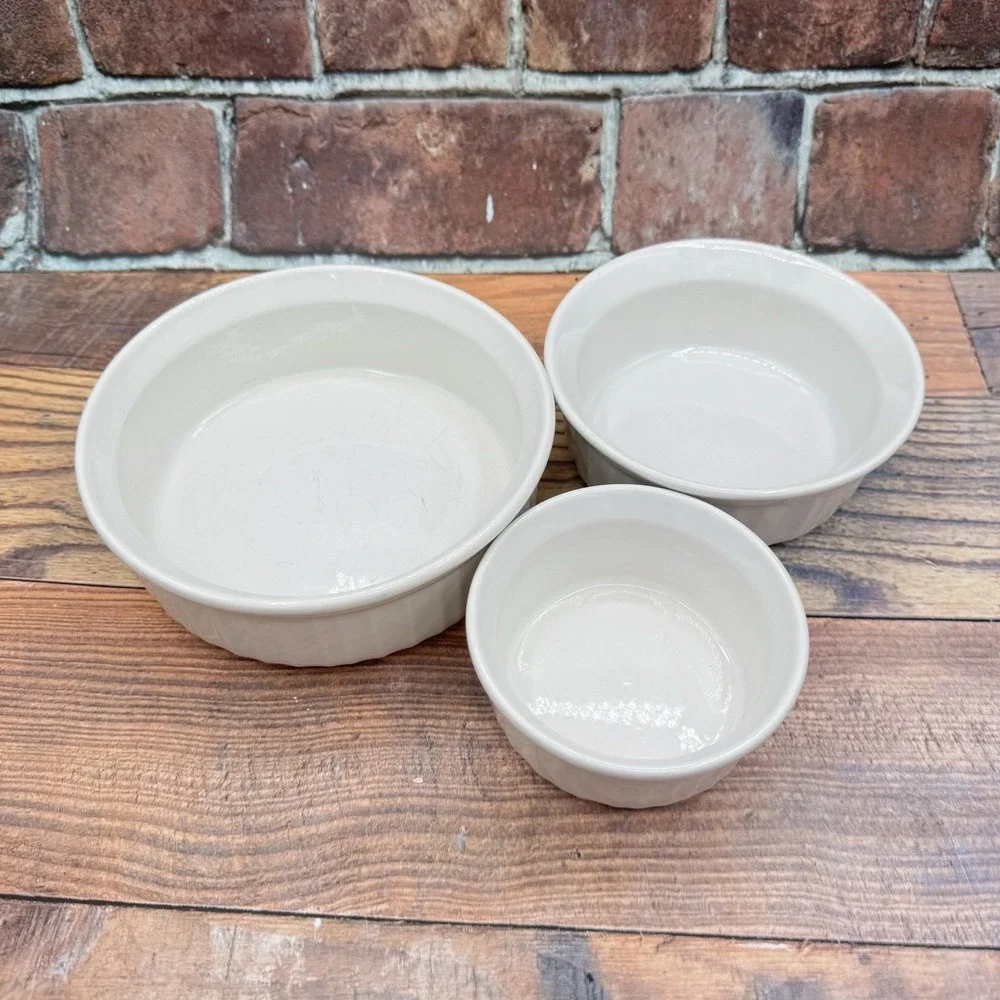 CorningWare French White Set of 3 Baking Dishes Casseroles 24oz 16oz 7oz